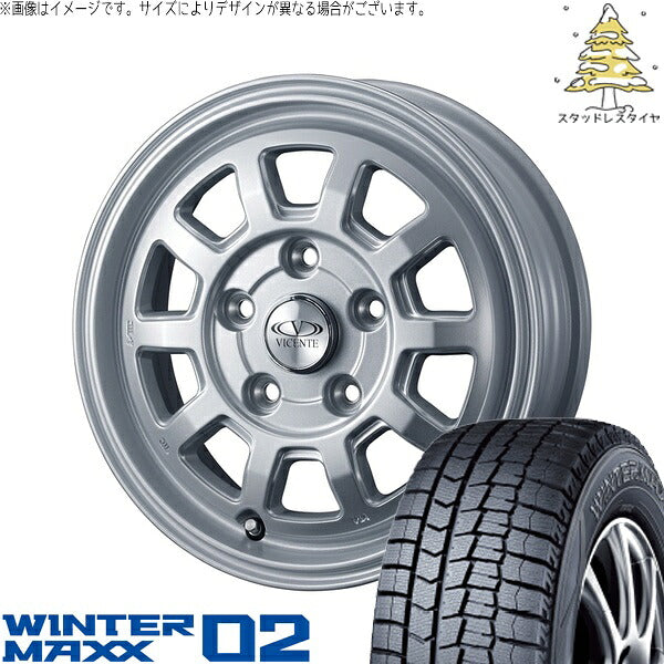 ダンロップ ウィンターマックス02 155/70R13 ＋ ヴィセンテ06-NE シルバー 13インチ 4J +40 4H100P スタッドレス・ホイール4本セット。1枚目。