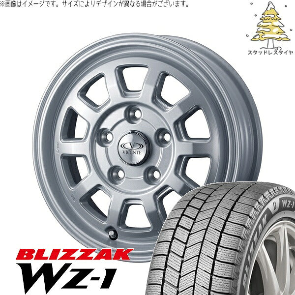 ブリヂストン ブリザック WZ-1 155/65R13 ＋ ヴィセンテ06-NE シルバー 13インチ 4J +40 4H100P スタッドレス・ホイール4本セット。1枚目。