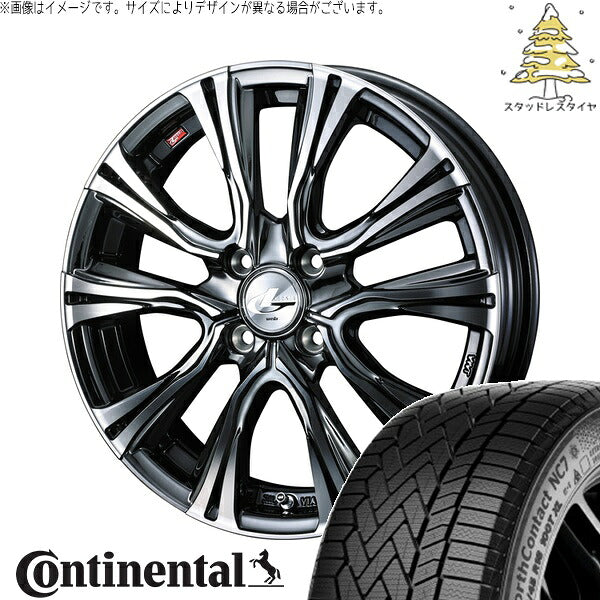 コンチネンタル ノースコンタクト NC7 175/65R15 ＋ レオニス VR ブラックメタルコート/ミラーカット 15インチ 4.5J +45 4H100P スタッドレス・ホイール4本セット。1枚目。