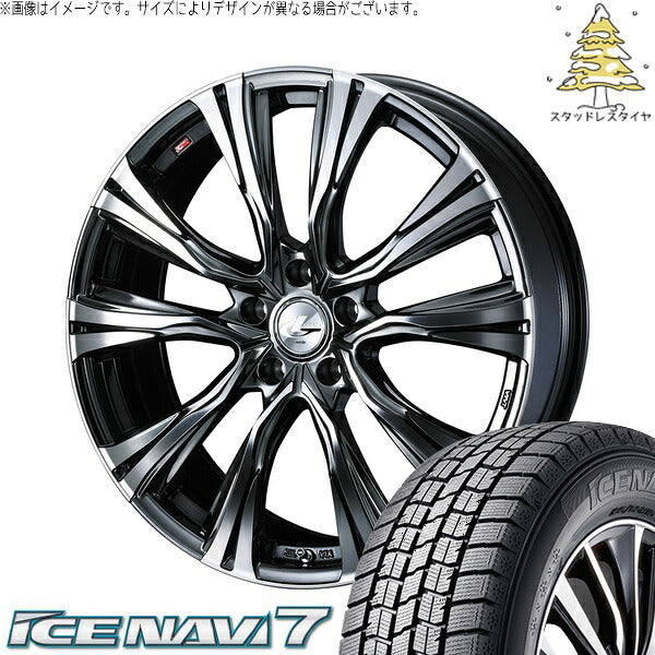 グッドイヤー アイスナビ7 225/60R17 ＋ レオニス VR ブラックメタルコート/ミラーカット 17インチ 6.5J +42 5H100P スタッドレス・ホイール4本セット。1枚目。