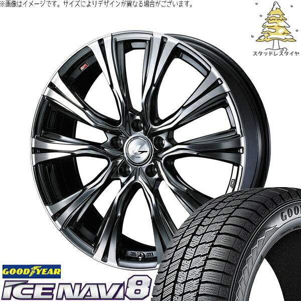 グッドイヤー アイスナビ8 215/60R17 ＋ レオニス VR ブラックメタルコート/ミラーカット 17インチ 6.5J +52 5H114.3P スタッドレス・ホイール4本セット。1枚目。