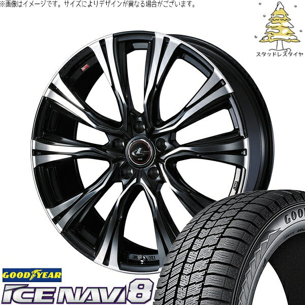 グッドイヤー アイスナビ8 215/65R16 ＋ レオニス VR パールブラック/ミラーカット 16インチ 6.5J +52 5H114.3P スタッドレス・ホイール4本セット。1枚目。
