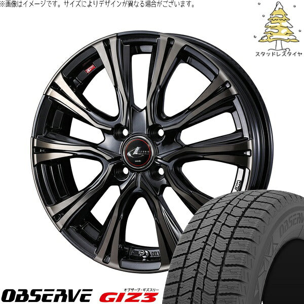 トーヨータイヤ オブザーブ GIZ3 185/55R16 ＋ レオニス VR パールブラックミラーカット/チタントップ 16インチ 6J +50 4H100P スタッドレス・ホイール4本セット。1枚目。