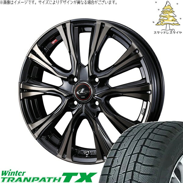 トーヨータイヤ ウィンタートランパス TX 165/55R15 ＋ レオニス VR パールブラックミラーカット/チタントップ 15インチ 5.5J +43 4H100P スタッドレス・ホイール4本セット。1枚目。