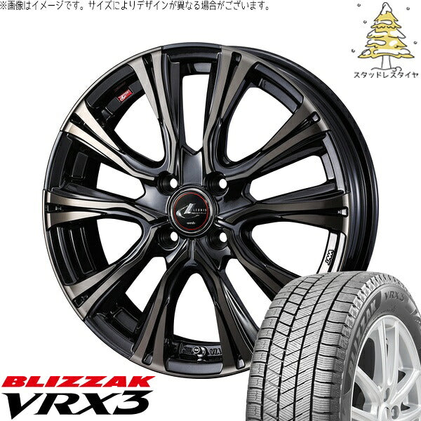 ブリヂストン ブリザック VRX3 175/65R15 ＋ レオニス VR パールブラックミラーカット/チタントップ 15インチ 5.5J +43 4H100P スタッドレス・ホイール4本セット。1枚目。