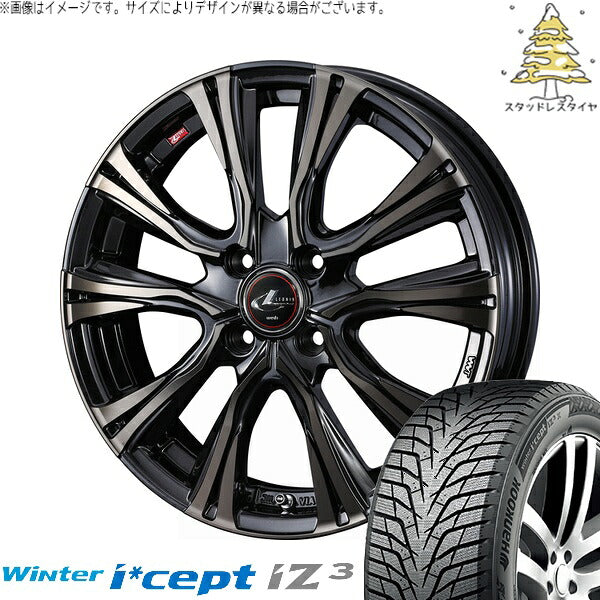 ハンコック ウィンターアイセプト IZ3 W636 185/65R15 ＋ レオニス VR パールブラックミラーカット/チタントップ 15インチ 5.5J +43 4H100P スタッドレス・ホイール4本セット。1枚目。