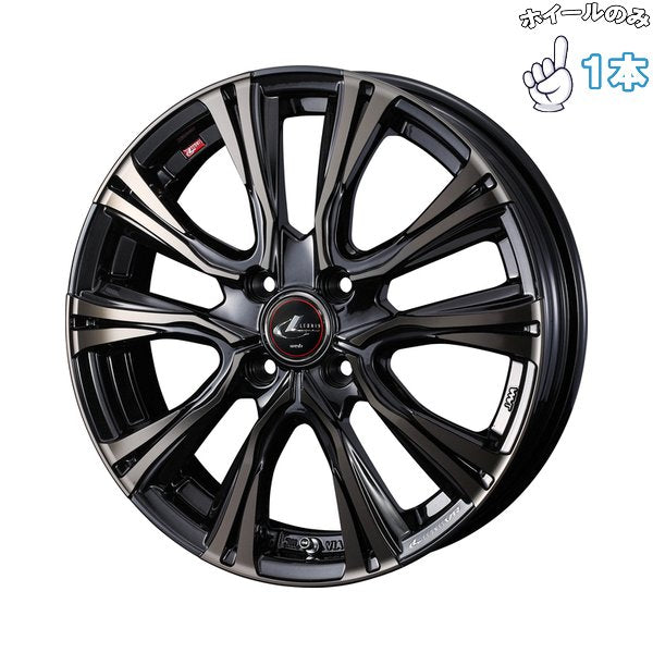 NBOX スペーシア タント 15インチ アルミホイール 4穴100 | ウェッズ レオニス VR パールブラックミラーカット/チタントップ 4.5J 1本