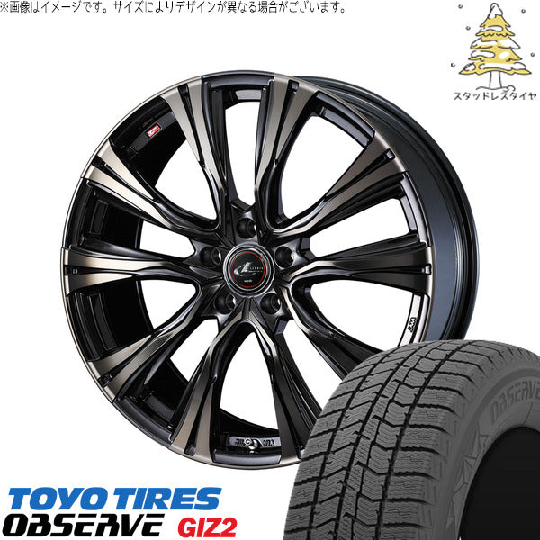 トーヨータイヤ OBSERVE 215/45R17 ＋ レオニス VR パールブラックミラーカット/チタントップ 17インチ 6.5J +42 5H100P スタッドレス・ホイール4本セット。1枚目。