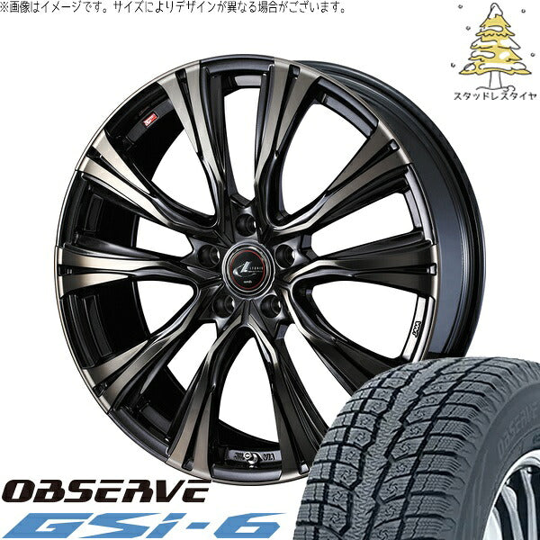 トーヨータイヤ オブザーブ Gsi-6 225/60R18 ＋ レオニス VR パールブラックミラーカット/チタントップ 18インチ 7J +55 5H114.3P スタッドレス・ホイール4本セット。1枚目。
