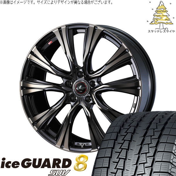 ヨコハマタイヤ アイスガード8 SUV 225/55R19 ＋ レオニス VR パールブラックミラーカット/チタントップ 19インチ 7.5J +48 5H114.3P スタッドレス・ホイール4本セット。1枚目。