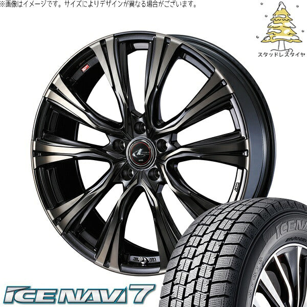 グッドイヤー アイスナビ7 215/40R18 ＋ レオニス VR パールブラックミラーカット/チタントップ 18インチ 7J +47 5H114.3P スタッドレス・ホイール4本セット。1枚目。