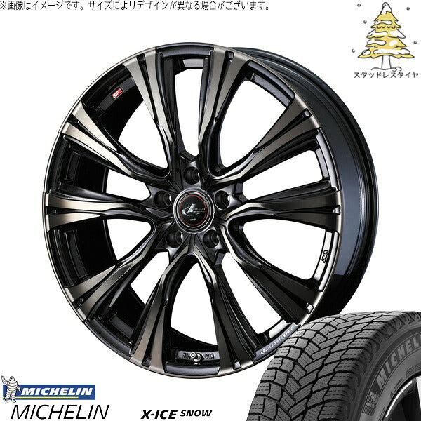 ミシュラン エックスアイス スノー 225/55R18 ＋ レオニス VR パールブラックミラーカット/チタントップ 18インチ 8J +42 5H114.3P スタッドレス・ホイール4本セット。1枚目。