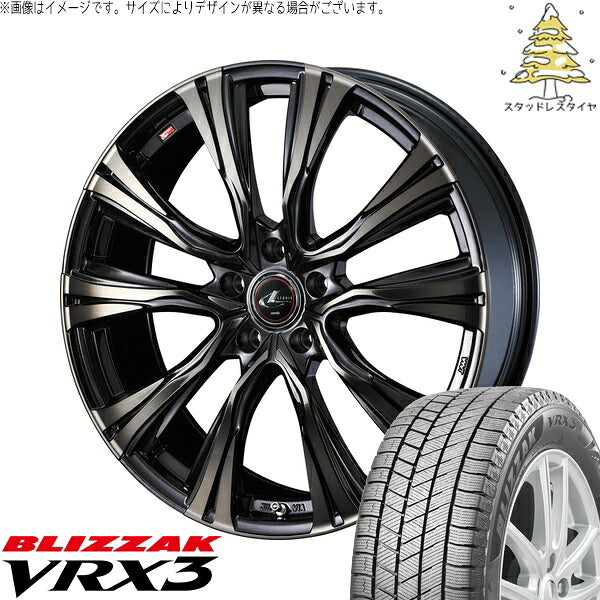 ブリヂストン ブリザック VRX3 225/60R17 ＋ レオニス VR パールブラックミラーカット/チタントップ 17インチ 7J +47 5H100P スタッドレス・ホイール4本セット。1枚目。