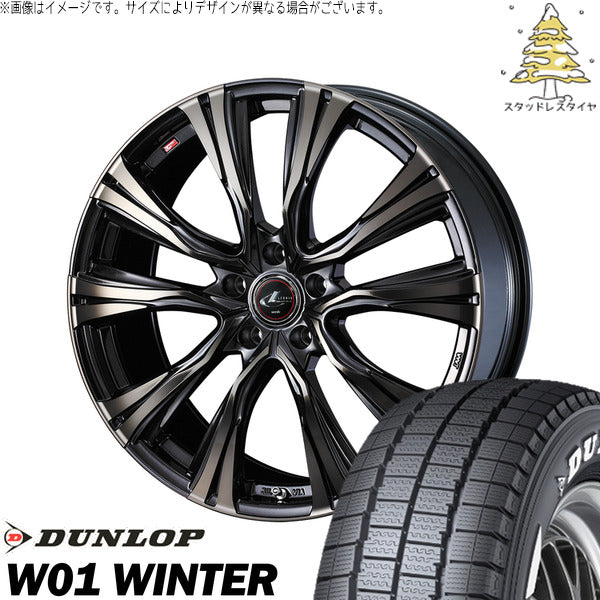 ダンロップ W01 WINTER 215/65R16 ＋ レオニス VR パールブラックミラーカット/チタントップ 16インチ 6.5J +52 5H114.3P スタッドレス・ホイール4本セット。1枚目。