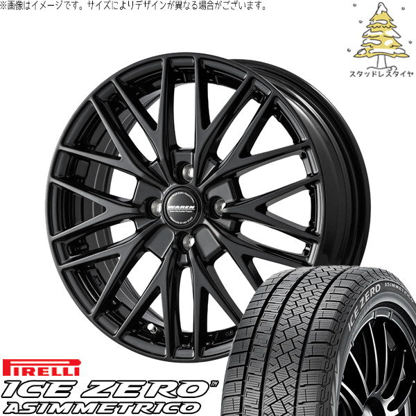 ピレリ アイスゼロアシンメトリコ 185/65R15 ＋ ヴァーレン W07 メタリックブラック 15インチ 5.5J +50 4H100P スタッドレス・ホイール4本セット。1枚目。