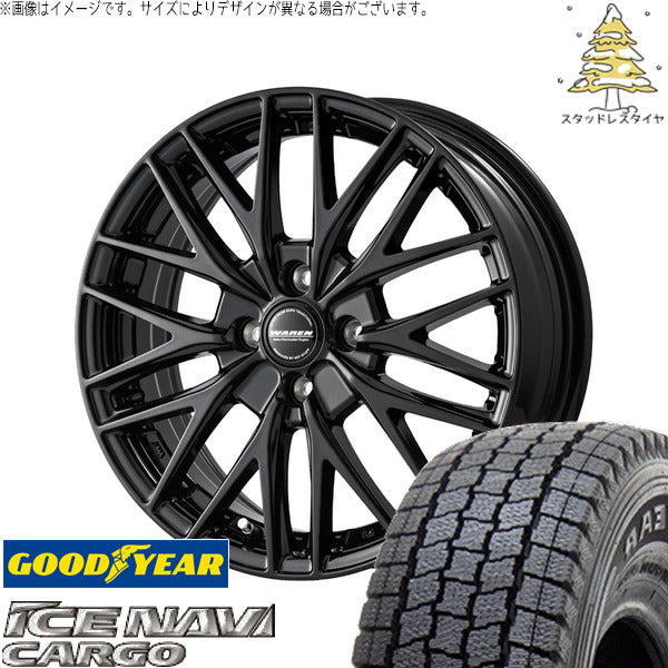 グッドイヤー アイスナビカーゴ 155/80R14 ＋ ヴァーレン W07 メタリックブラック 14インチ 5.0J +38 4H100P スタッドレス・ホイール4本セット。1枚目。