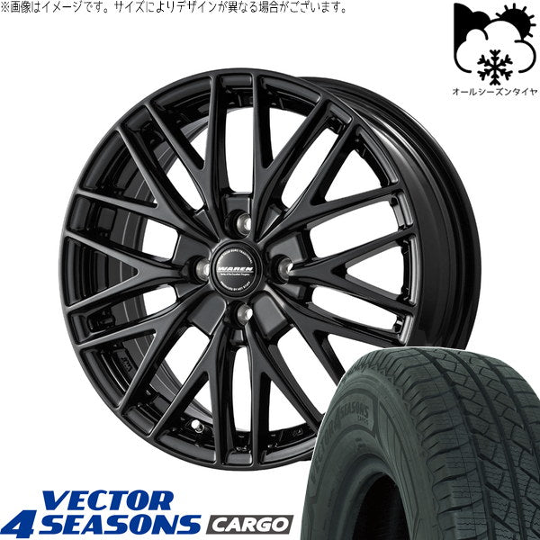 グッドイヤー ベクター4シーズンズ カーゴ 145/80R12 ＋ ヴァーレン W07 メタリックブラック 12インチ 3.5J +42 4H100P オールシーズン・ホイール4本セット。1枚目。