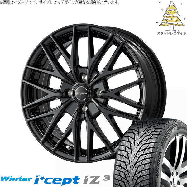 ハンコック ウィンターアイセプト IZ3 W636 185/60R15 ＋ ヴァーレン W07 メタリックブラック 15インチ 5.5J +50 4H100P スタッドレス・ホイール4本セット。1枚目。
