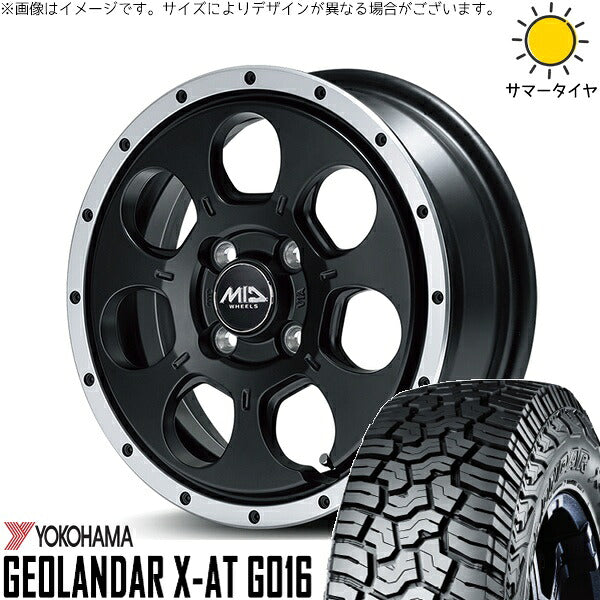 ヨコハマタイヤ ジオランダー X-AT G016 165/60R15 ＋ MIDホイール ロードマックス WO-7 セミグロスブラックフランジDC 15インチ 4.5J +45 4H100P サマー・ホイール4本セット。1枚目。