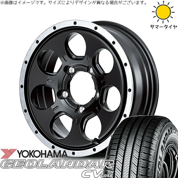 ヨコハマタイヤ ジオランダーCV G058 215/70R16 ＋ MIDホイール ロードマックス WO-7 セミグロスブラックフランジDC 16インチ 5.5J +22 5H139.7P サマー・ホイール4本セット。1枚目。