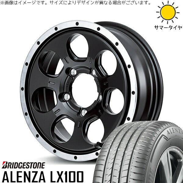 ブリヂストン アレンザ LX100 215/70R16 ＋ MIDホイール ロードマックス WO-7 セミグロスブラックフランジDC 16インチ 5.5J +22 5H139.7P サマー・ホイール4本セット。1枚目。
