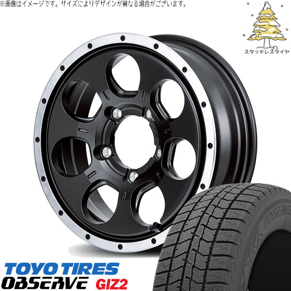 トーヨータイヤ OBSERVE 205/60R16 ＋ MIDホイール ロードマックス WO-7 セミグロスブラックフランジDC 16インチ 7J +40 5H114.3P スタッドレス・ホイール4本セット。1枚目。