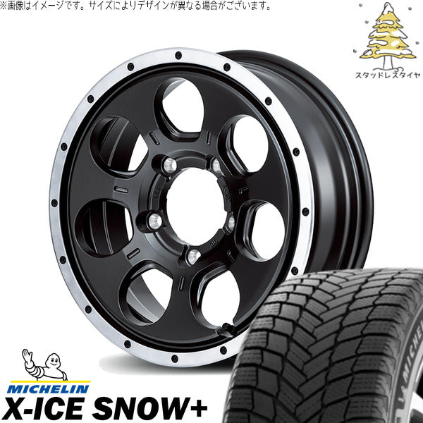 ミシュラン エックスアイス スノー+ 215/60R16 ＋ MIDホイール ロードマックス WO-7 セミグロスブラックフランジDC 16インチ 7J +40 5H114.3P スタッドレス・ホイール4本セット。1枚目。