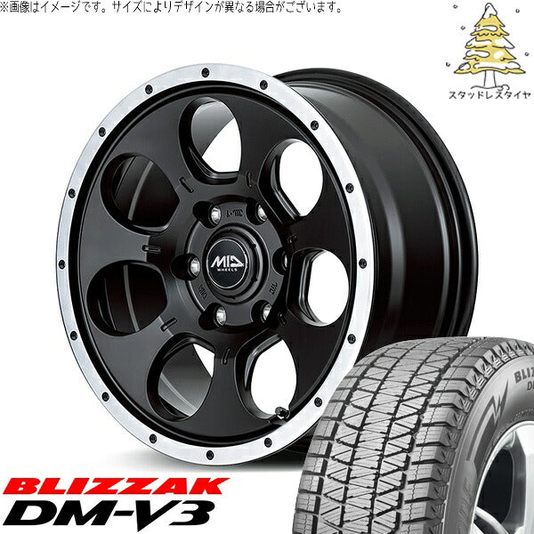 ブリヂストン ブリザック DM-V3 (BLIZZAK DM-V3) 225/70R16 ＋ MIDホイール WO-7 セミグロスブラックフランジDC 16インチ 7.0J +40 5H114.3P スタッドレス・ホイール4本セット。1枚目。
