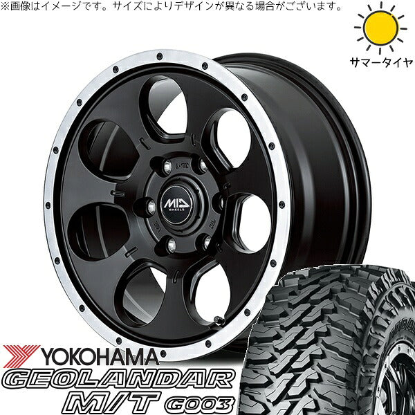 ヨコハマタイヤ ジオランダー M/T G003 215/70R16 ＋ MIDホイール ロードマックス WO-7 セミグロスブラックフランジDC 16インチ 7J +40 5H114.3P サマー・ホイール4本セット。1枚目。