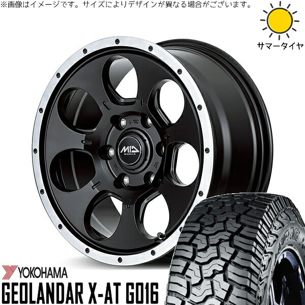 ヨコハマタイヤ ジオランダー X-AT G016 195/80R15 ＋ MIDホイール ロードマックス WO-7 セミグロスブラックフランジDC 15インチ 6J +33 6H139.7P サマー・ホイール4本セット。1枚目。
