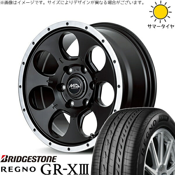 ブリヂストン レグノ GR-X3 RV 205/60R16 ＋ MIDホイール ロードマックス WO-7 セミグロスブラックフランジDC 16インチ 7J +40 5H114.3P サマー・ホイール4本セット。1枚目。