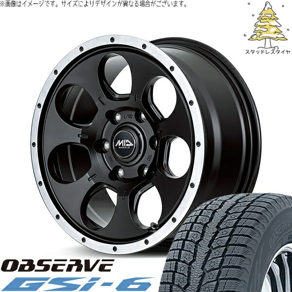 トーヨータイヤ オブザーブ Gsi-6 215/70R16 ＋ MIDホイール ロードマックス WO-7 セミグロスブラックフランジDC 16インチ 7J +40 5H114.3P スタッドレス・ホイール4本セット。1枚目。