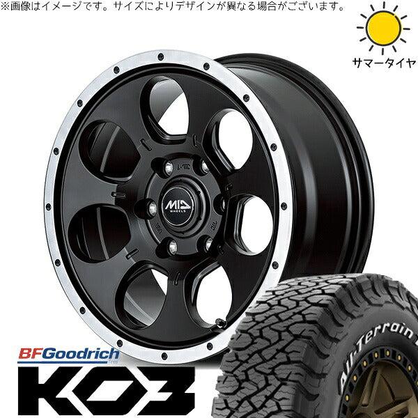 BFグッドリッチ オールテレーン T/A KO3 215/70R16 ＋ MIDホイール ロードマックス WO-7 セミグロスブラックフランジDC 16インチ 7J +40 5H114.3P サマー・ホイール4本セット。1枚目。
