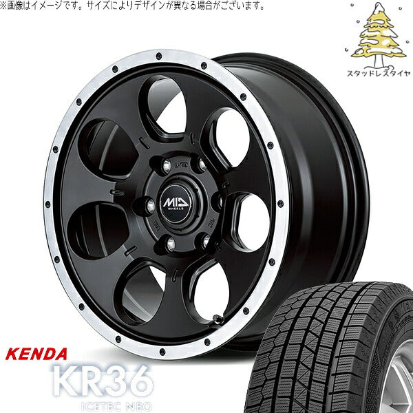 ケンダ アイステックネオ KR36 205/55R16 ＋ MIDホイール ロードマックス WO-7 セミグロスブラックフランジDC 16インチ 7J +40 5H114.3P スタッドレス・ホイール4本セット。1枚目。