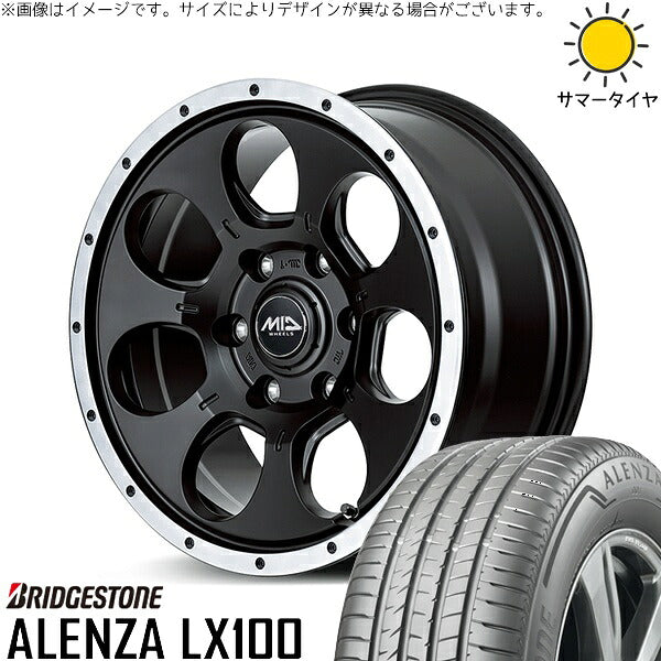 ブリヂストン アレンザ LX100 215/70R16 ＋ MIDホイール ロードマックス WO-7 セミグロスブラックフランジDC 16インチ 7J +40 5H114.3P サマー・ホイール4本セット。1枚目。