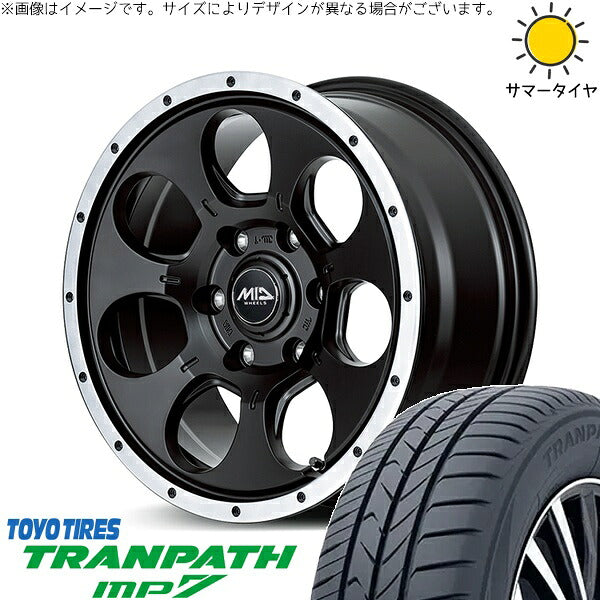 トーヨータイヤ トランパス MP7 215/65R16 ＋ MIDホイール ロードマックス WO-7 セミグロスブラックフランジDC 16インチ 7J +40 5H114.3P サマー・ホイール4本セット。1枚目。