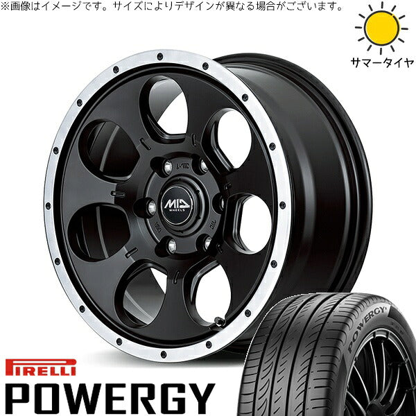 ピレリ パワジー 205/55R16 ＋ MIDホイール ロードマックス WO-7 セミグロスブラックフランジDC 16インチ 7J +40 5H114.3P サマー・ホイール4本セット。1枚目。