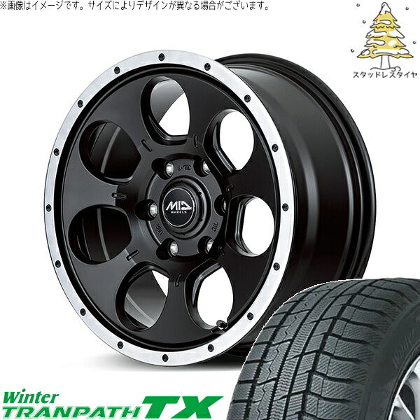 トーヨータイヤ ウィンタートランパス TX 205/60R16 ＋ MIDホイール ロードマックス WO-7 セミグロスブラックフランジDC 16インチ 7J +40 5H114.3P スタッドレス・ホイール4本セット。1枚目。