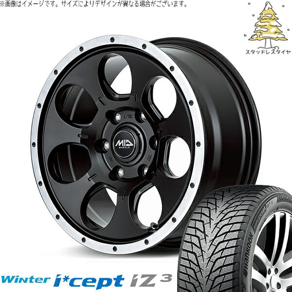 ハンコック ウィンターアイセプト IZ3 W636 215/65R16 ＋ MIDホイール ロードマックス WO-7 セミグロスブラックフランジDC 16インチ 7J +40 5H114.3P スタッドレス・ホイール4本セット。1枚目。