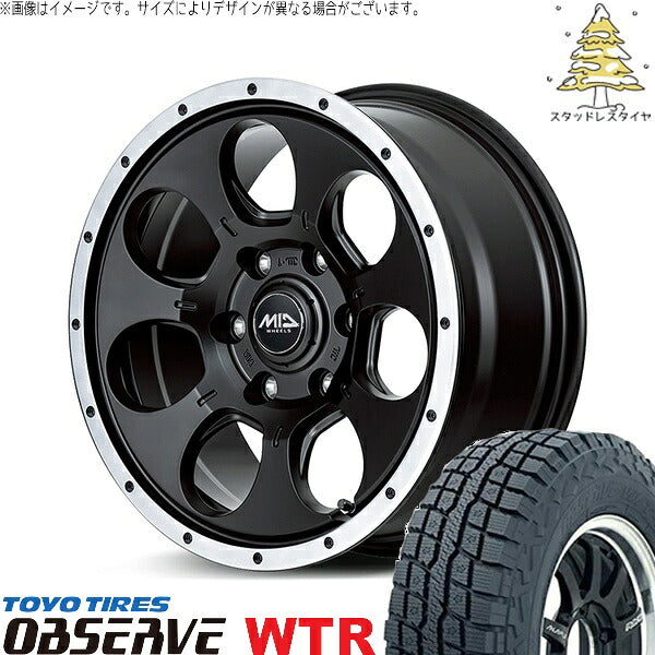 トーヨータイヤ オブザーブ W/T-R (OBSERVE WTR) 235/70R16 ＋ MIDホイール WO-7 セミグロスブラックフランジDC 16インチ 7.0J +40 5H114.3P スタッドレス・ホイール4本セット。1枚目。