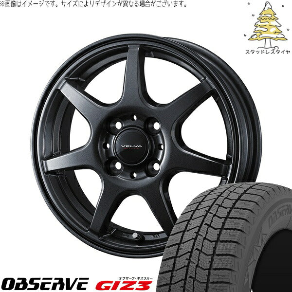 トーヨータイヤ オブザーブ GIZ3 195/65R15 ＋ ヴェルヴァ ワンダー ディープメタル 15インチ 5.5J +42 4H100P スタッドレス・ホイール4本セット。1枚目。
