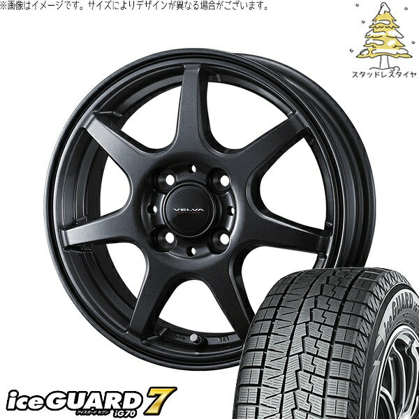 ヨコハマタイヤ アイスガード セブン (iceGUARD7 IG70) 165/70R14 ＋ ヴェルヴァ ワンダー ディープメタル 14インチ 5.5J +38 4H100P スタッドレス・ホイール4本セット。1枚目。