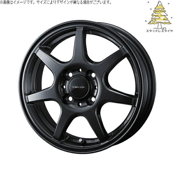 輸入スタッドレスタイヤ（銘柄指定不可） 185/65R15 ＋ ヴェルヴァ ワンダー ディープメタル 15インチ 5.5J +50 4H100P ホイール4本セット。1枚目。