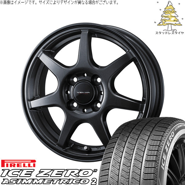 ピレリ アイスゼロアシンメトリコ2 195/60R17 ＋ ヴェルヴァ ワンダー ディープメタル 17インチ 6J +40 4H100P スタッドレス・ホイール4本セット。1枚目。