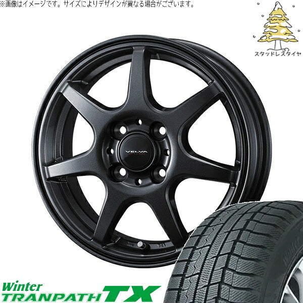 トーヨータイヤ ウィンタートランパス TX (WinterTRANPATH TX) 195/65R15 ＋ ヴェルヴァ ワンダー ディープメタル 15インチ 5.5J +42 4H100P スタッドレス・ホイール4本セット。1枚目。