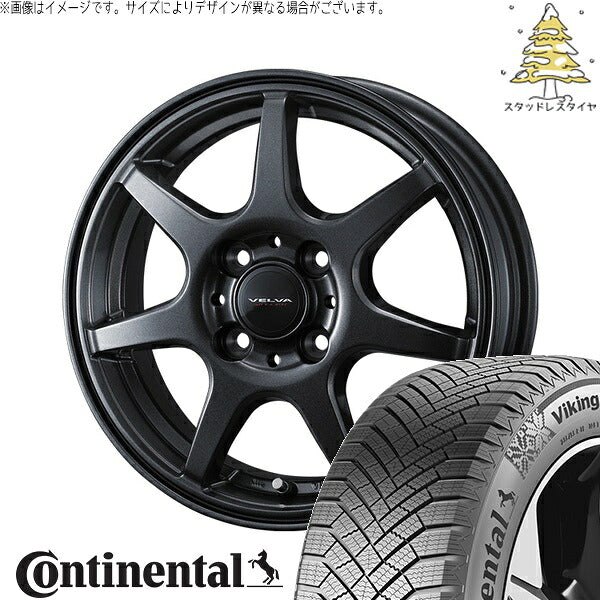 コンチネンタル バイキングコンタクト エイト (VikingContact8) 195/65R15 ＋ ヴェルヴァ ワンダー ディープメタル 15インチ 5.5J +42 4H100P スタッドレス・ホイール4本セット。1枚目。
