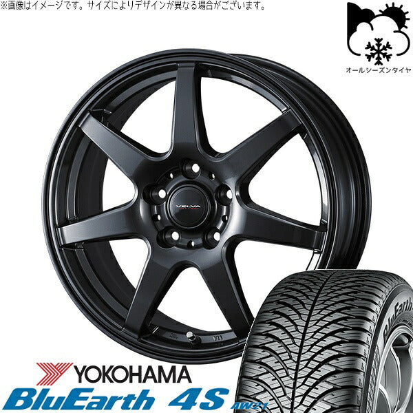 ヨコハマタイヤ ブルーアース4S AW21 205/55R16 ＋ ヴェルヴァ ワンダー ディープメタル 16インチ 6.5J +47 5H100P オールシーズン・ホイール4本セット。1枚目。