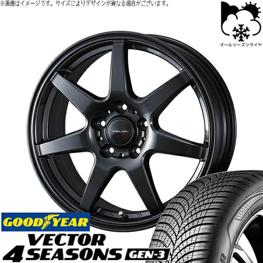 グッドイヤー ベクター4シーズンズ GEN-3 195/65R16 ＋ ヴェルヴァ ワンダー ディープメタル 16インチ 6.5J +47 5H100P オールシーズン・ホイール4本セット。1枚目。