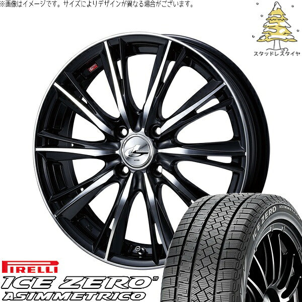 ピレリ アイスゼロアシンメトリコ 195/65R15 ＋ レオニス WX ブラックミラーカット 15インチ 5.5J +43 4H100P スタッドレス・ホイール4本セット。1枚目。