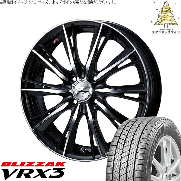 ブリヂストン ブリザック VRX3 195/65R16 ＋ レオニス WX ブラックミラーカット 16インチ 6J +42 4H100P スタッドレス・ホイール4本セット。1枚目。